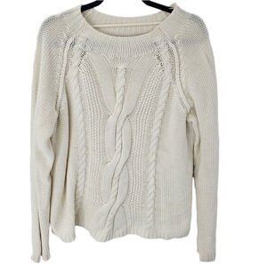 J. Jill White Cable Knit Sweater Large